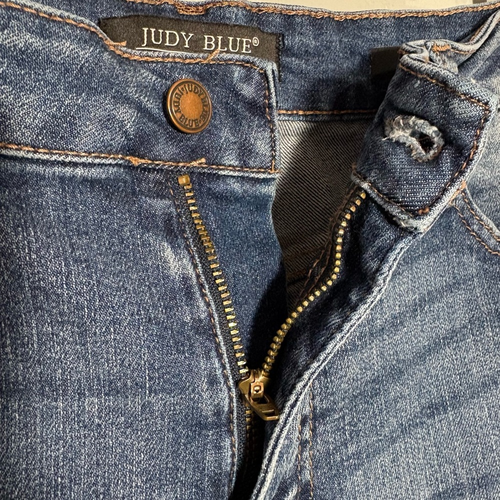 JUDY BLUE | Women Vintage Wash Blue High Waist Wide Leg Crop Denim Jean size 14W - Picture 8 of 15